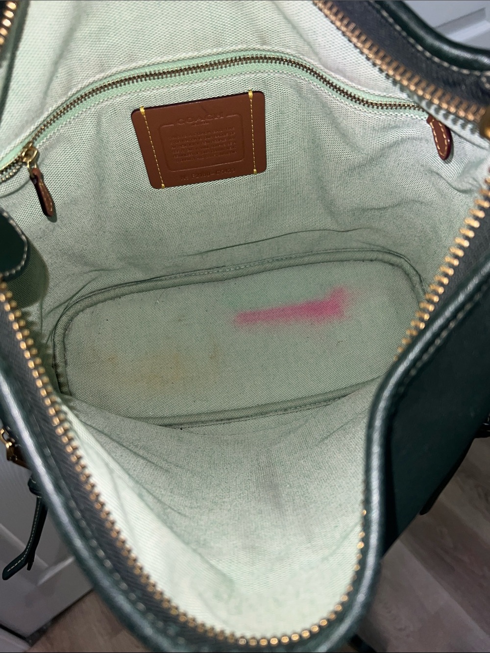 COACH Andie Forest Green Glovetanned Leather Tote - Picture 9 of 14